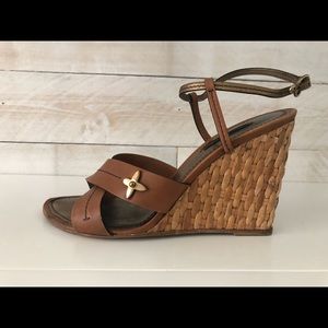 Louis Vuitton Brown Wicker Wedges